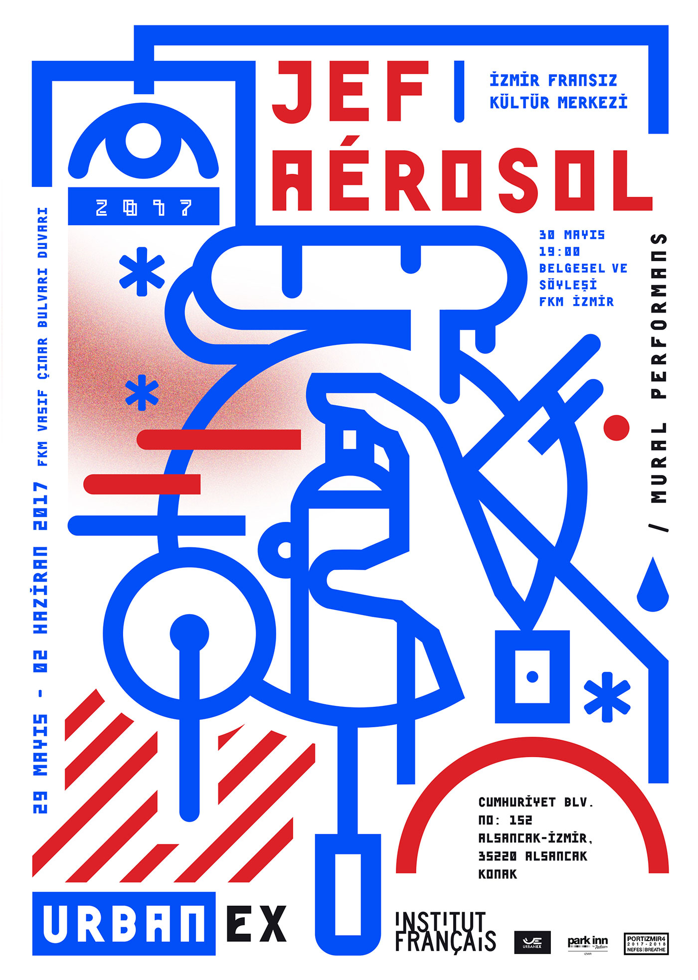 Jef Aeresol Mural Performance Poster 2017 | French Culture Center